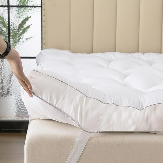 SHOUREN Memory Foam Mattress Topper King for Back Pain Relief, 2~3In Thick Plush Gel Foam Bed Topper 1700 GSM, Smooth & Supportive Pressure Relief, 80" x 78"