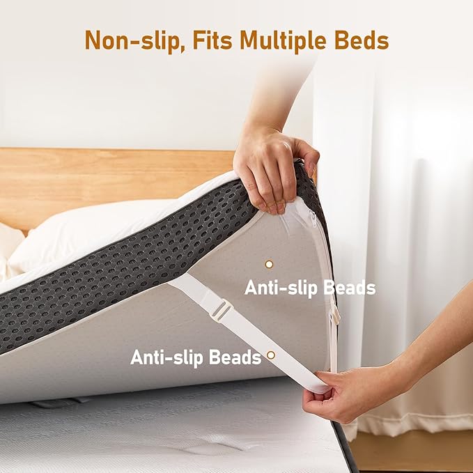 Firm Mattress Topper Queen 4-Inch: High Density Foam for Back Pain Relief, Super Support Cooling Bed Topper, Breathable Washable Cover with Anti-Slip Strap, CertiPUR-US Oeko-Tex Certified 80Lx60W