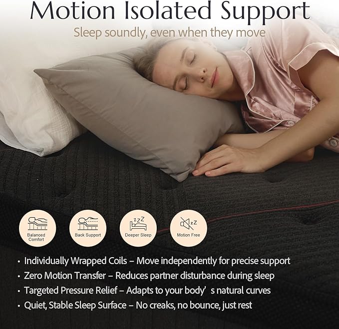 Aura-Pro King Size Cooling Gel Memory Foam Mattress with Pocket Coils, 12 Inch Medium Firm Hybrid Mattress in a Box for Back Neck Enhanced Pain Relief, 1001-Night Trial, Fiberglass-Free