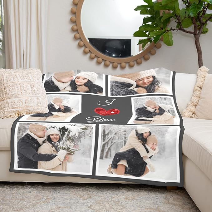 inkArts I Love You Gifts for Couples, Custom Blanket with Photos, Personalized Blankets with Pictures, Photo Blankets Using My Own Photos, Personalised Gifts for Christmas