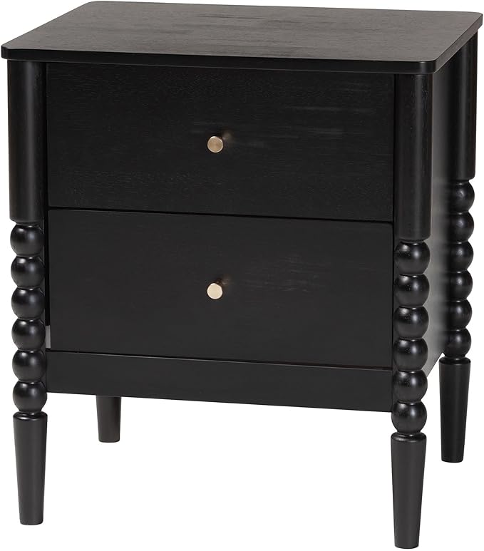 Baxton Studio Lucera Bobbin Wood Bedroom Set, 5-Piece, Twin, Black