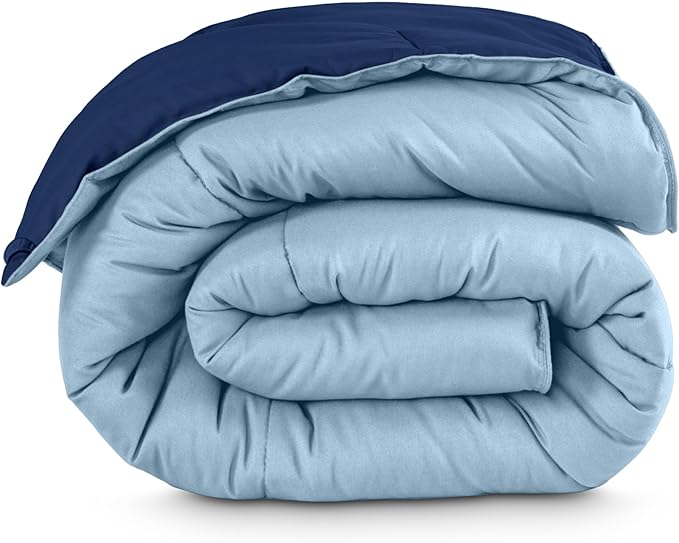 Bare Home California King Comforter - Reversible Colors - Goose Down Alternative - Ultra-Soft - Premium 1800 Series - All Season Warmth - Bedding Comforter (California King, Dark Blue/Light Blue)