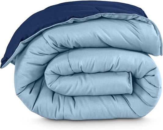 Bare Home California King Comforter - Reversible Colors - Goose Down Alternative - Ultra-Soft - Premium 1800 Series - All Season Warmth - Bedding Comforter (California King, Dark Blue/Light Blue)
