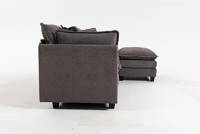 Eafurn Oversized Reversible Modular Sectional Sofa with Movable Ottoman, Convertible L Shaped Corner Couch Modern Chenille Sofa Set w/Double Layers Seat Cushions for Living Room Apartment
