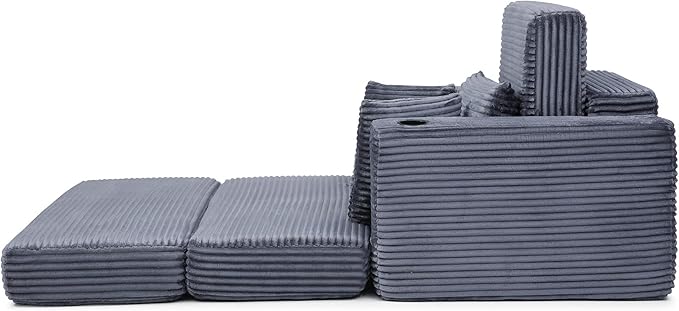 Eafurn 52.4" Oversized Chaise Lounge Indoor with Foldable Ottoman Convertible Boneless Sleeper Sofa Bed, Deep Seat Lounge Chair with Cup Holder & Side Pocket, No Assembly for Living Room | Breathable material, Cupholders