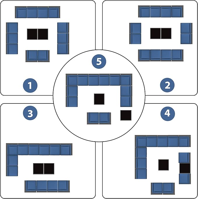 KIGOTY Patio Furniture Set,14 Pieces Modular Outdoor Sectional Sofa, PE Rattan Patio Conversation Set, All Weather Wicker Patio Furniture with Cushions and Coffee Table(Beige Black/Black)