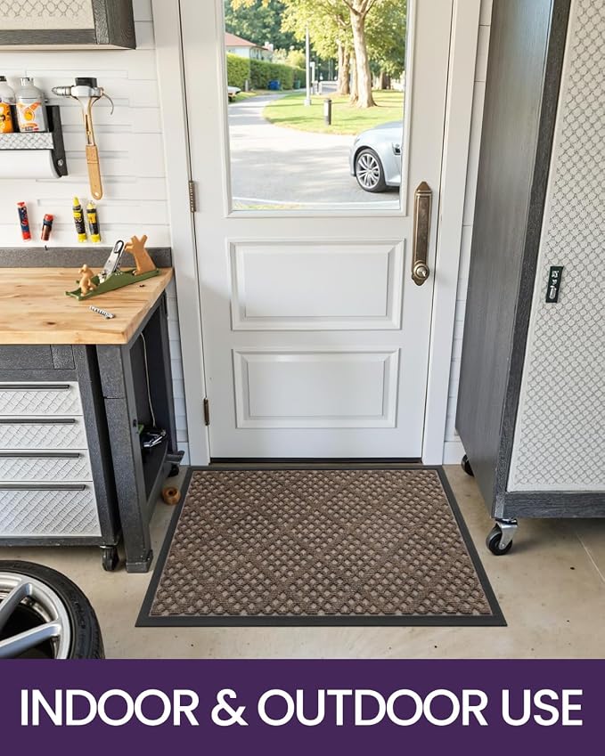 DEXI Front Door Mat Outside Entrance, 2x3 ft Entryway Rubber Back Doormat Heavy Duty, Non Slip Low Profile Welcome Entry Mats for Inside House Floor Exterior Patio, Brown - Image 9