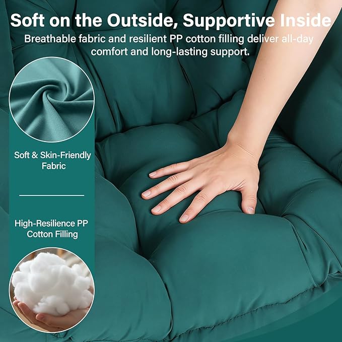 MBOOYOME Lazy Chair with Folding Ottoman, Modern Accent Armchair with Armrests and a Side Pocket & Foldable Footstool, Reading Chair for Living Room, Bedroom, Dorm & Office, Dark Green