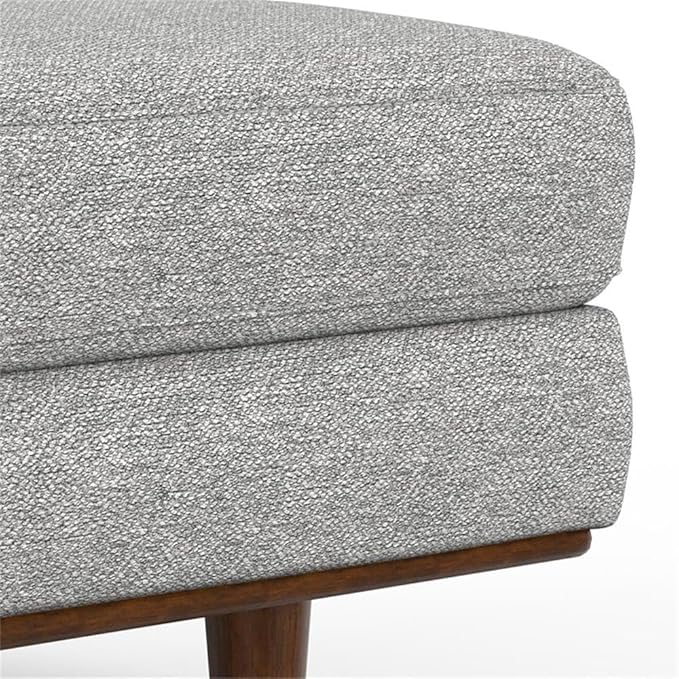SIMPLIHOME Morrison 33-inch Wide Table Ottoman in Mist Grey Woven-Blend Fabric, Multifunctional Footrest, Coffee Table, or Extra Seating for Living Room, Mid-Century Modern Style