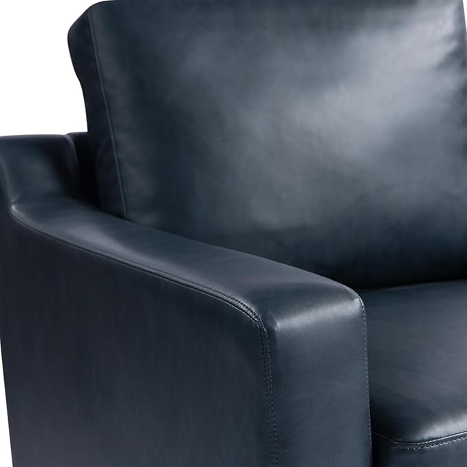 Serta Triton 55.5" Loveseat, Transitional Modern, Dreamcoil Comfort, Metal Legs, Vegan Leather, Navy Blue