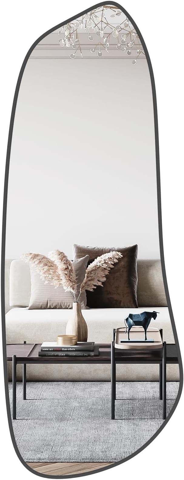 WallBeyond Irregular Wall Mirror, Asymmetrical Mirror Wall Mounted with Black Framed for Living Room, Bathroom, Bedroom, Entryway Wall Decor, 46"×18", Black by WallBeyond