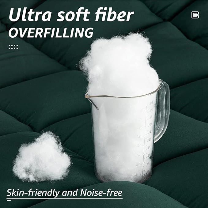 HYLEORY All Season King Size Bed Comforter - Cooling Down Alternative Quilted Duvet Insert with Corner Tabs - Winter Warm - Machine Washable - Emerald Green