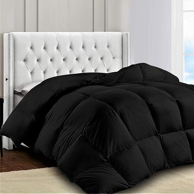 LUX Décor Queen Comforter – 88x88 Ultra-Soft Down Alternative Duvet Insert with Corner Tabs & Box Stitching, Hotel Quality Plush Microfiber Bedding, Oeko-TEX Certified - Black