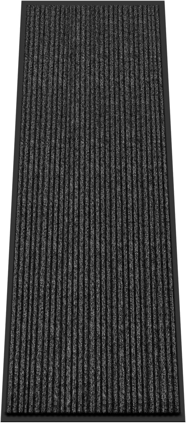 Kuyal Front Door Mat, 2'x6' Indoor Outdoor Entrance Mat, Commercial Floor Mats Inside Outside Entrance, Heavy Duty Durable Welcome, Rubber Backing Non Slip Outdoor Mats for Entryway,Black by Kuyal
