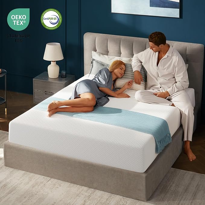 Rolanstar Queen Mattress, 6 Inch Gel Memory Foam Mattress in a Box, Gel Infused, Fiberglass Free, Medium Firm Mattresses, CertiPUR-US Certified, Breathable & Pressure Relief, White