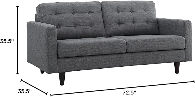Modway EEI-1547-DOR Empress Mid-Century Modern Upholstered Fabric Loveseat In Gray