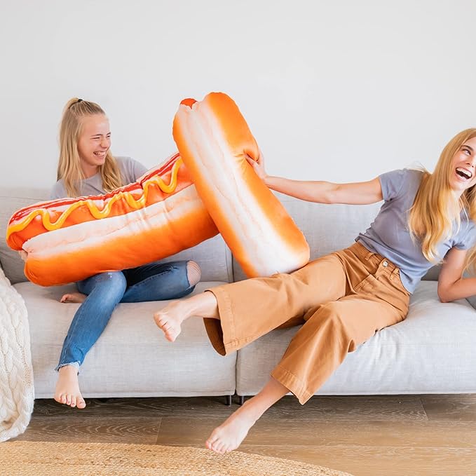 Much Comfort 39" 3D Supreme Hot Dog Throw Pillow - Made with Super Soft, Ultra Premium Fabric - Cute, Comfortable, Plush Stuffed Body Cushion for Home Decor - Best Funny Gift for Meat Lovers - X-Large