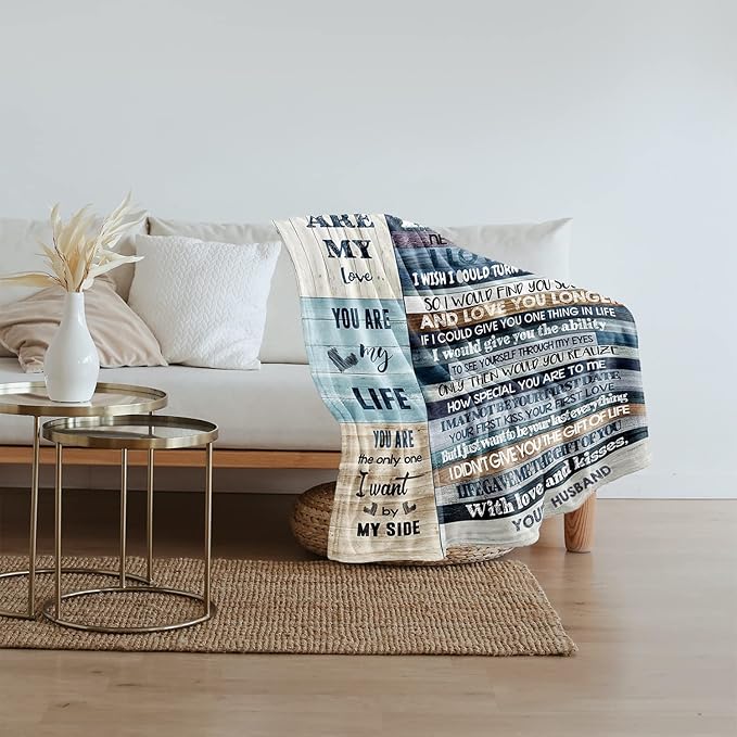 Anniversary Romantic Gift for Women, to My Wife Blanket from Husband, Wife Birthday Gift Ideas, Anniversary Wedding Gift for Her, Soft Flannel Throw Blanket for Couch Sofa Bed