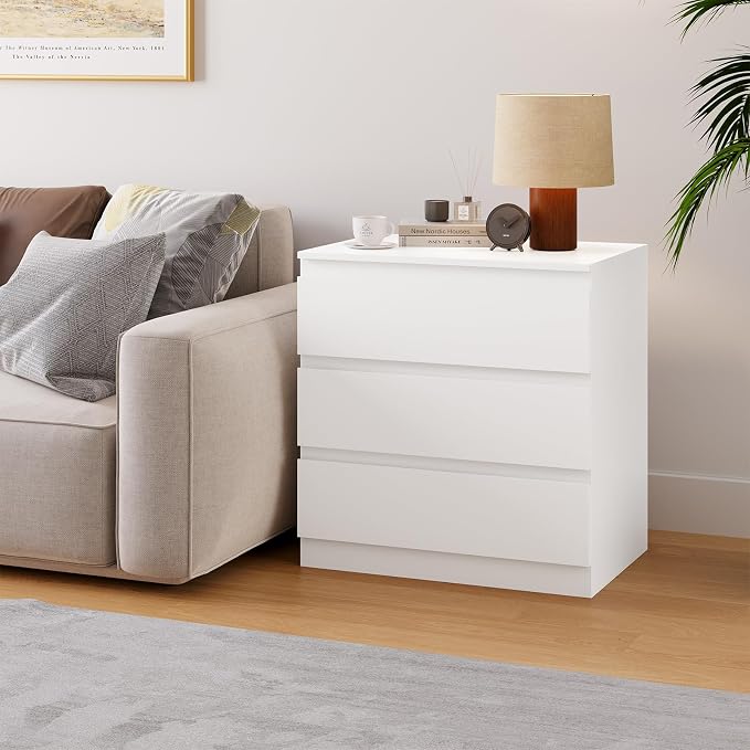 OtterOasis White Wood Dresser for Bedroom, 3 Drawer Dresser for Clothes Storage, Modern Dressers with Wide Drawers, Wide Wooden Chest Drawers for Living Room, Entryway, TV Stand - Image 7
