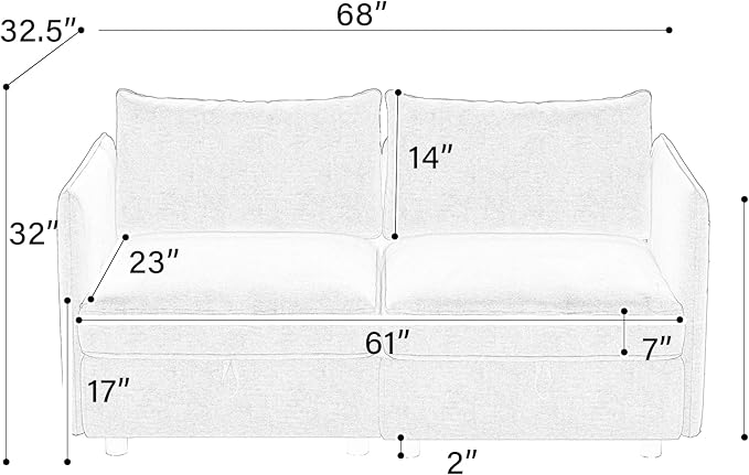 ERYE Loveseat Modular Storage Sectional Sofa Customizable Seating Group Sofa&Couch with Movable Backrests and Armrests,2 Seater Chenille Upholstered Love Seat Sofa Couch for Living Room