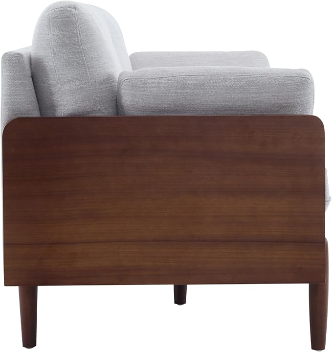 Christopher Knight Home Arboris Modern Rubberwood Frame, Fabric Upholstered Loveseat, Living Room/Bedroom/Apartment Couch/Sofa with Toss/Back Pillows and Removable Cushions, Light Gray+Light Walnut