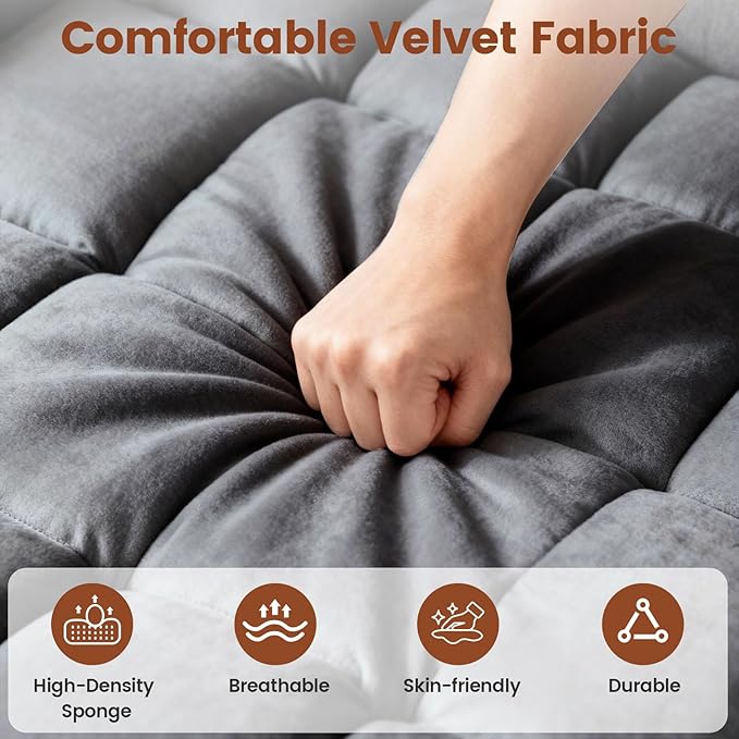 Sleeper Chair, Convertible Pull Out Chair Sleeper with Bracket and Cup Holder, Chairs Bed Sleepers for Adults, 3 in 1 Sofa Bed Chairs for Small Spaces, Living Room, Gray