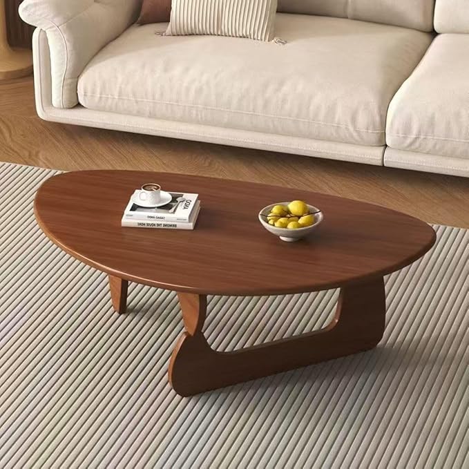 SoulNest Walnut Coffee Table Solid Wood Coffee Table Oval Triangle Morden Walnut Mid Century Pottery Wooden Coffee Tables Barn Tea Table (Triangle)