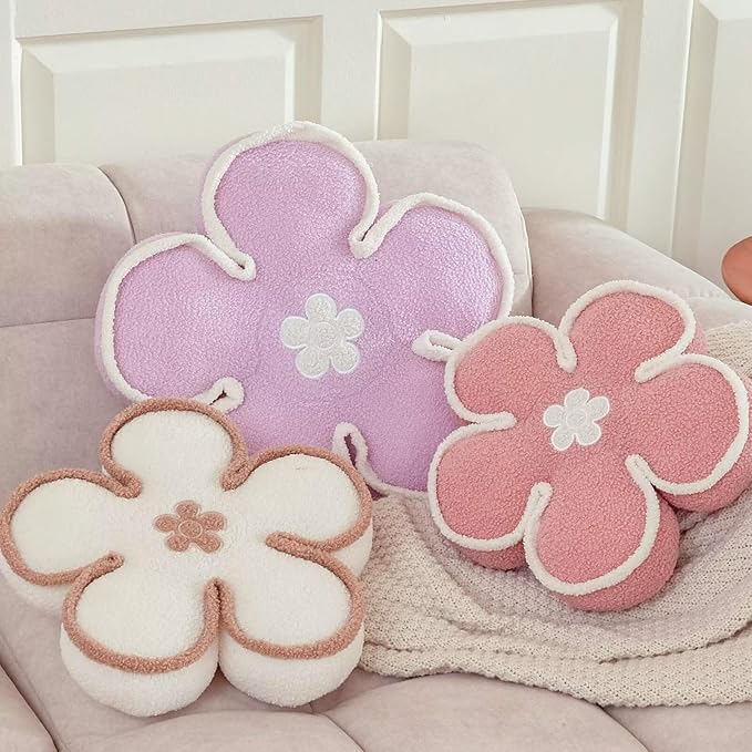 Kcvvcr Flower Pillow???Light Purple, 13.7 Inch???
