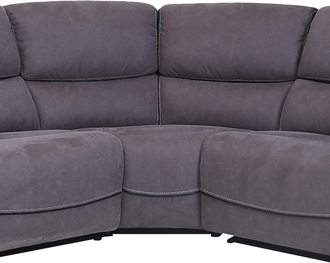 AC Pacific Levi 6-Piece Power Reclining Sectional Couch for Living Room, Transitional Fabric Upholstered Sofa with Storage Console and Cup Holders, Gray