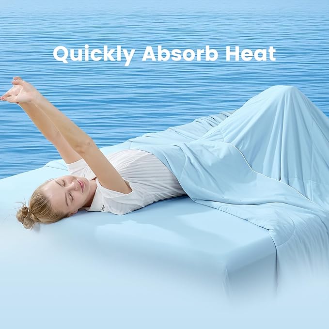 Cozy Bliss Cooling Comforter Queen Size, Cooling Blankets for Hot Sleepers and Night Sweats, Sky Blue Summer Comforter for Queen Size Bed, Breathable Soft Lightweight Silk Smooth