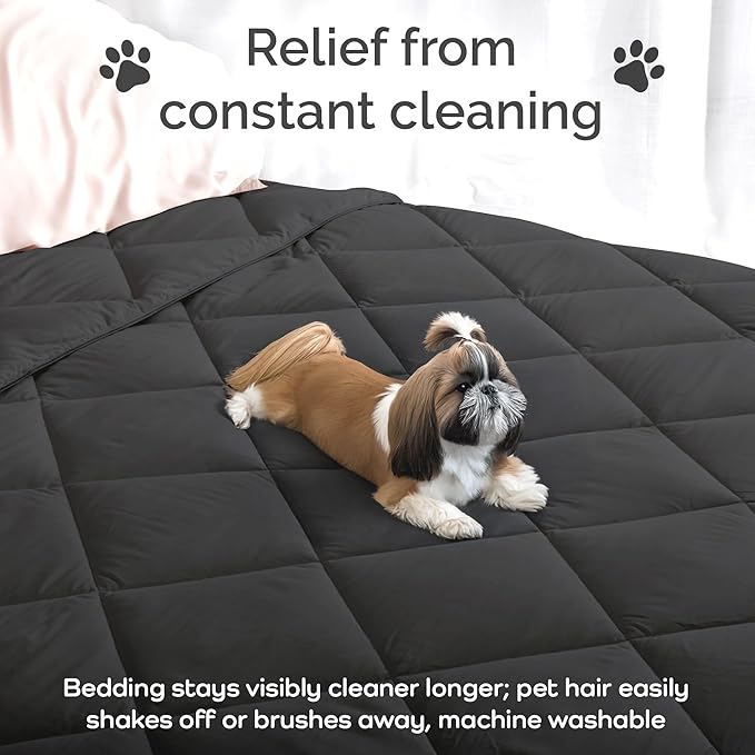 Cooling Comforter Oversized King – Lightweight All Season Down Alternative Duvet Insert, Hypoallergenic Plush Fill, 100% Viscose from Bamboo Cover - Charcoal, 116"x 98"