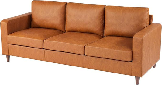 IDEALHOUSE 83" Leather Couch for Living Room, Modern Sofa Couches with Padded Backrest, Upholstered Sofa with Armrests and Comfy Cushions, Deep Seat Sofas for Living Room, Bedroom, Office