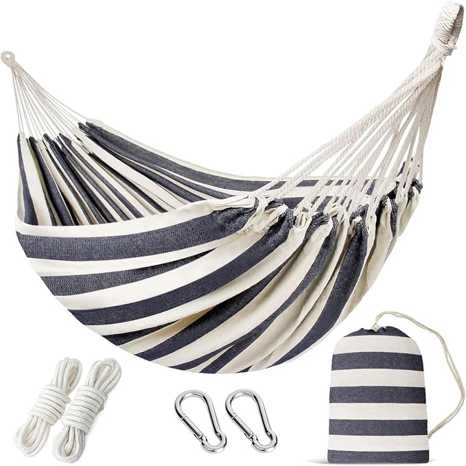INNO STAGE Double Hammock with Tree Straps - Extra Large 2 Persons Hammock Portable Hanging Camping Bed for Patio, Backyard, Porch, Outdoor and Indoor Use - Soft Canvas Hammock with Carrying Bag by INNOSTAGE