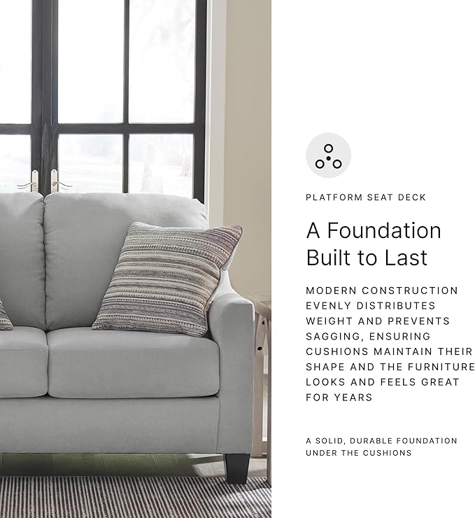 Signature Design by Ashley Adlai Casual Loveseat with 2 Toss Pillows, Light Gray