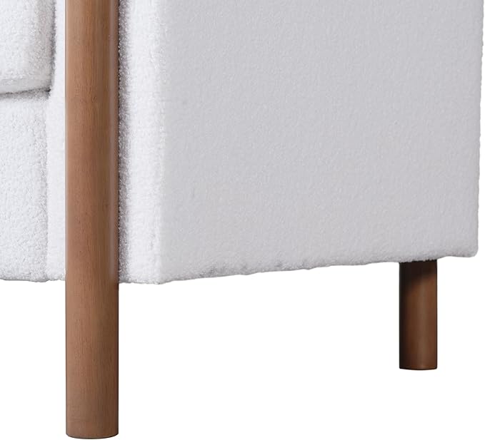Christopher Knight Home Yadil Teddy Fleece Upholstered 3 Seater Sofa Couch, Wooden Home Sofa Living Room, Comfy Cloud Couch for Bedroom, Home Office, Cream White