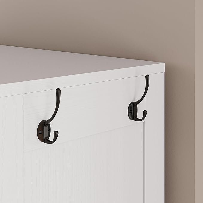 LIKIMIO Armoire Wardrobe Closet with Barn Doors and Drawers and Full Mirror and 5 Storage Shelves 70" Wooden Bedroom Wardrobe Combination for Hanging Clothes, White