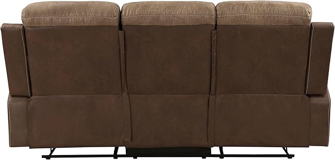 Lexicon Marianna Polished Microfiber Double Reclining Sofa, Brown