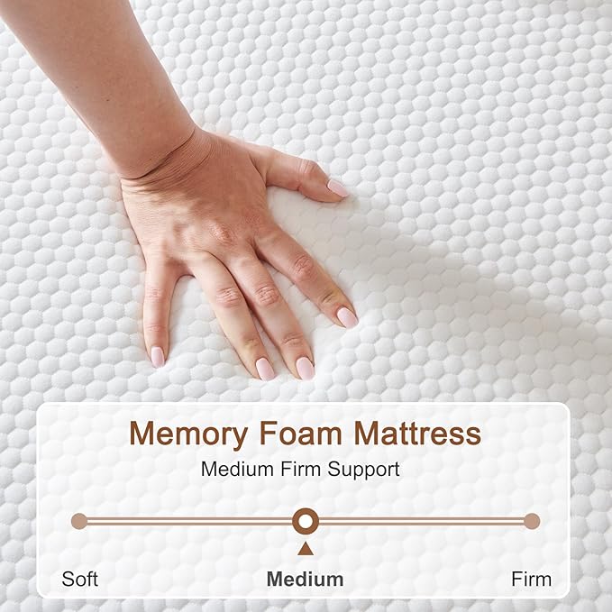 Full Size Mattress,8 Inch No Fiberglass Gel Memory Foam Full Mattress in a Box,Pressure Relief with Medium Firm Support,75" X 54" X 8",Medium Firm,Grey