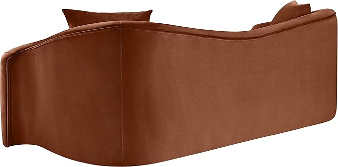 Meridian Furniture 44052Cognac-S Destin Collection Modern | Contemporary Sofa with Ultra Luxe Cognac 460 GSM Velvet, Rich Curves, 91" W x 34.5" D x 31" H, Cognac