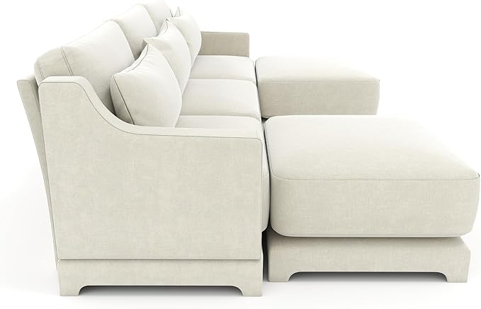 Ball & Cast 105.9” Modular Sectional Sofa, Comfy Cloud Couch with Lumbar Pillows and Ottoman,Deep Seat Chenille U Shaped Modular Sofa, Sectional Couches for Living Room, Bedroom and Apartment, Beige