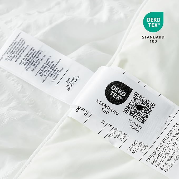 Cozy Bliss Cooling Comforter Seersucker Plaid Full Size, Q-Max 0.45 Lightweight Cooling Blanket, Breathable Silk Smooth Summer Bedding Quilt for Hot Sleepers Night Sweats White