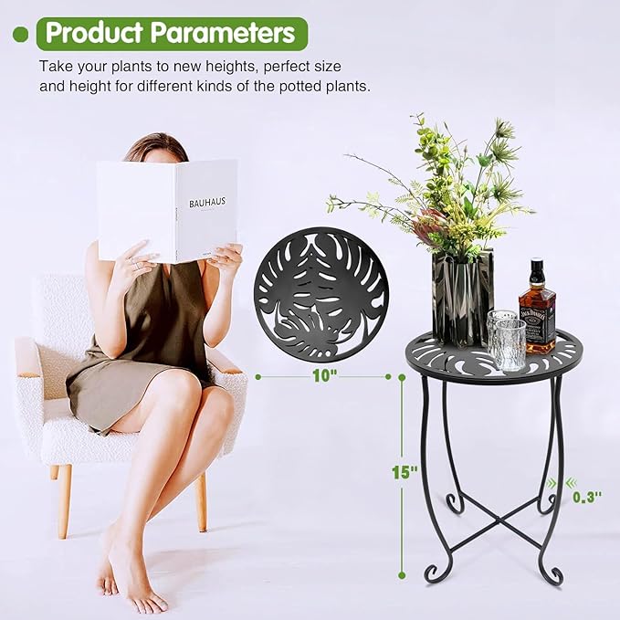 Small Side Tables for Small Space, 2 Pack Metal Outdoor Indoor Side Table, Weather Resistant Mini Metal Round Side Table Pool Chair Side Table for Patio Yard Porch Balcony Garden Bedside, Black - Image 6