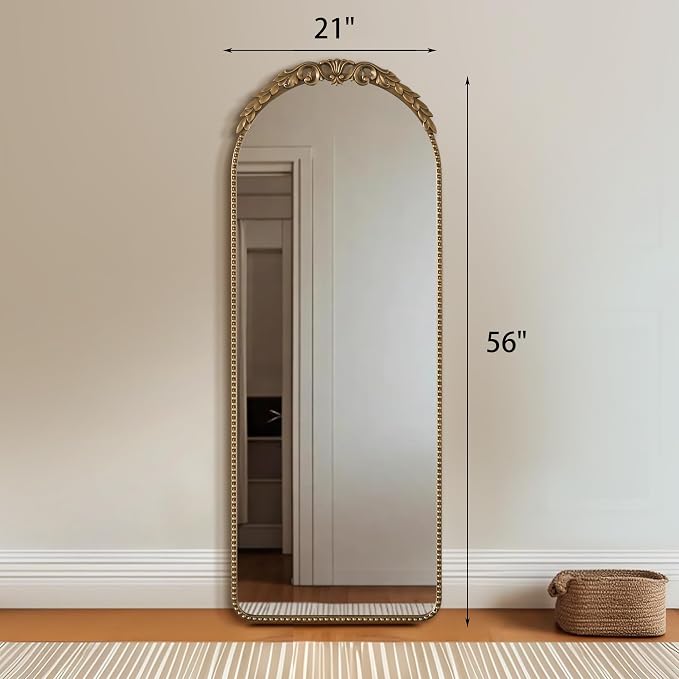 Besdomus Vintage Full Length Mirror: 56"x 21" Large Gold Floor Mirror - Traditional Ornate Baroque for Bedroom/Cloakroom/Entryway/Hallway - Home Decor for Living Room - Image 7