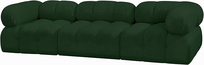 Meridian Furniture 611Green-S102A Ames Collection Modern | Contemporary Modular Sofa with Rich Green Boucle Fabric, Modular to Create Infinite Configurations, 102" W x 34" D x 28" H, Green