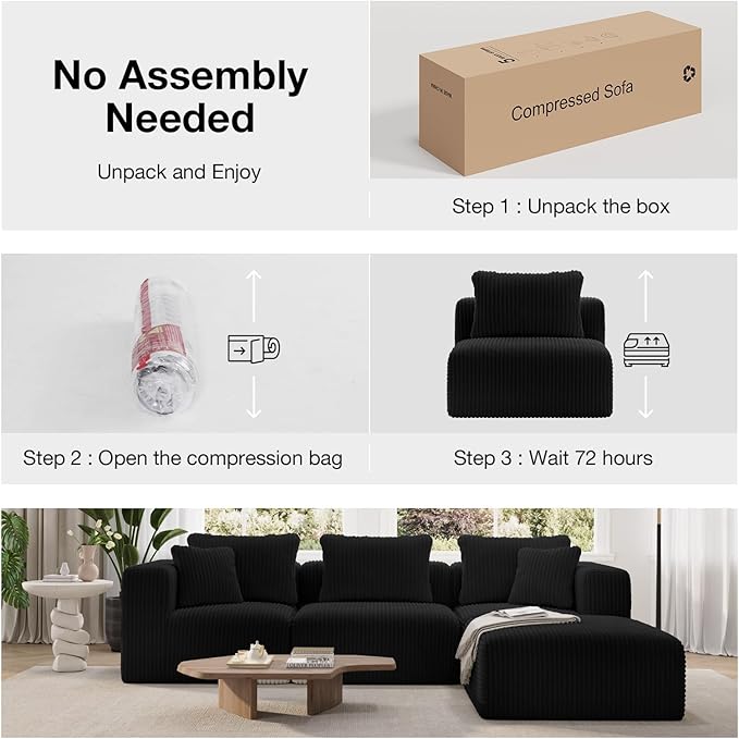 Novilla 141" Modular Sectional Sofa, Modern Cloud Sectional Couch with Smarts Coil® Support, U-Shape Boneless Couch for Living Room Apartments Bedroom, No Assembly Required (4 Seat w/ 2 Ottoman)