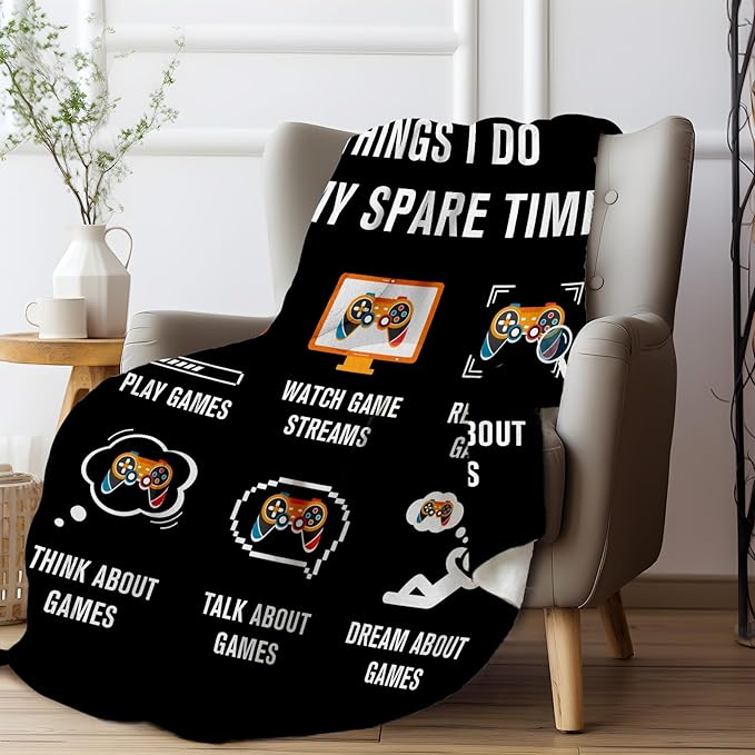 Gamer Gifts for Men Boys Girls, Flannel Soft Gaming Blanket, Gaming Equipment Accessories Stuff for Teen Boys Gift - 50" x 60"