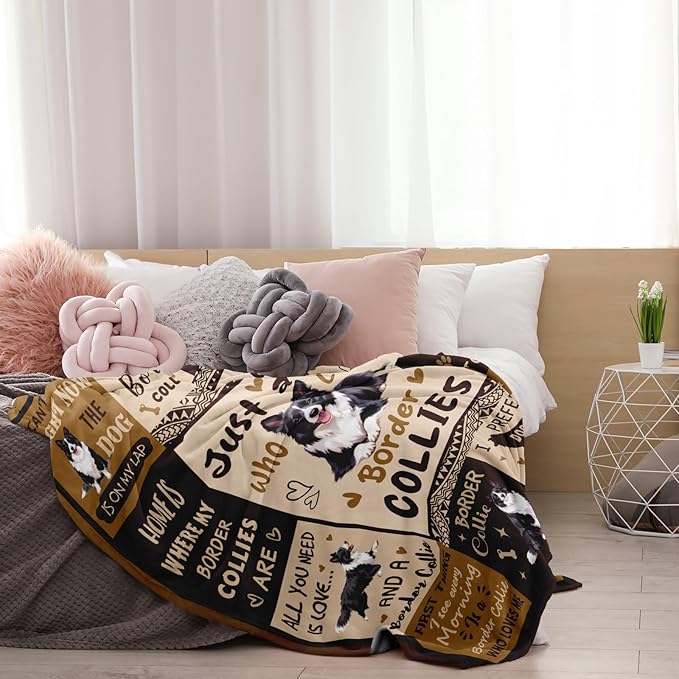 Border Collie Gifts for Women Blanket, Gifts for Border Collie Lovers/Owner for Birthday/Christmas Soft Fuzzy Fleece Throw Blanket for Bedroom, Home, Travel 50"x60"