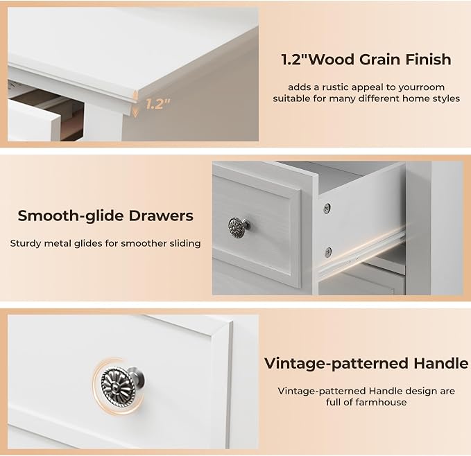 GAOMON White 5 Drawer Dresser for Bedroom, 48" Tall Wood Dresser & Chests of Drawers with Deep Drawers, Modern Chest Organizer with Metal Handles for Living Room, Hallway, Entryway - Image 7