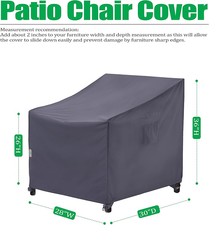 F&J Outdoors Patio Chair Covers Waterproof UV Resistant Heavy Duty Outdoor Dining Chair Adirondack Chair Cover, Grey, 28" W x 30" D x 36" H - Image 2