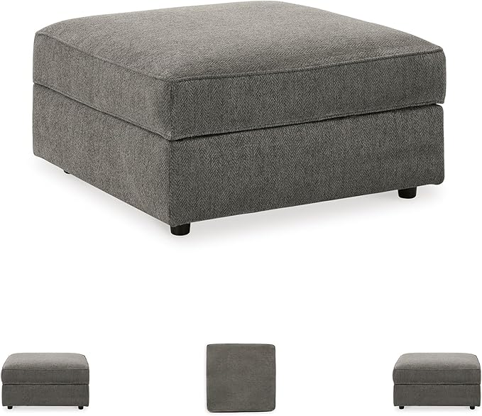 Signature Design by Ashley O'Phannon Casual Upholstered Ottoman with Storage and Removable Top, Gray